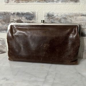 Hobo International Lauren Wallet Brown Leather Double Clasp